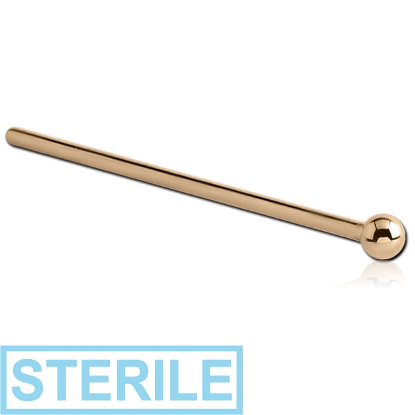STERILE 14K GOLD STRAIGHT NOSE STUD