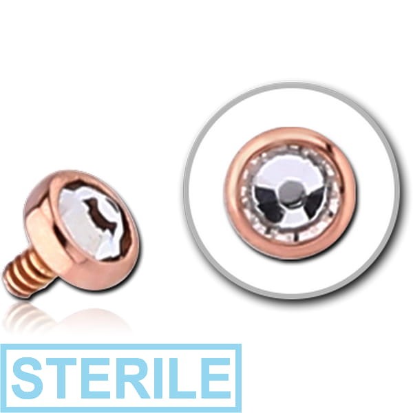 STERILE 14K ROSE GOLD JEWELLED ATTACHMENT FOR 1.2MM INTERNALLY THREADED PINS