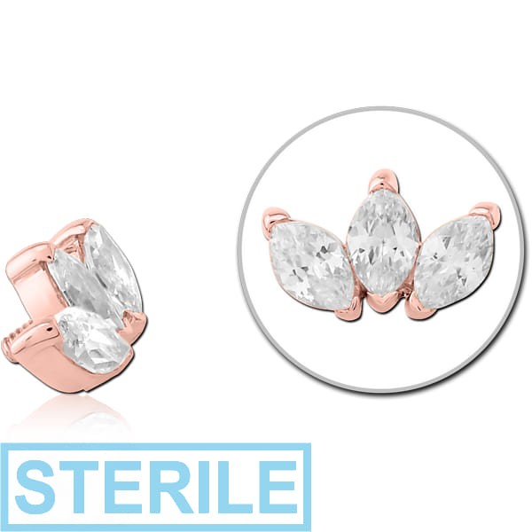 STERILE 14K ROSE GOLD JEWELLED ATTACHMENT FOR 1.2MM INTERNALLY THREADED PINS