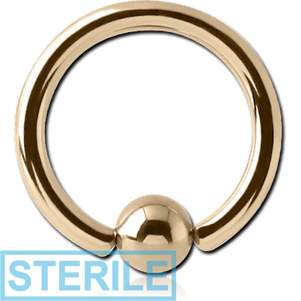 STERILE 18K GOLD BALL CLOSURE RING