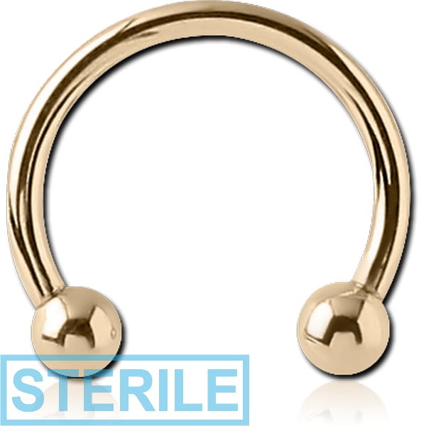 STERILE 18K GOLD CIRCULAR BARBELL WITH HOLLOW BALLS