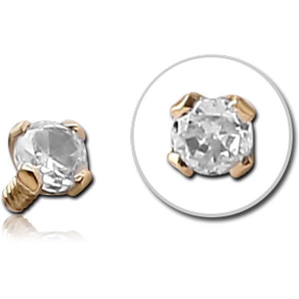18K GOLD PRONG SET DIAMOND FOR 1.2MM INTERNALLY THREADED PINS
