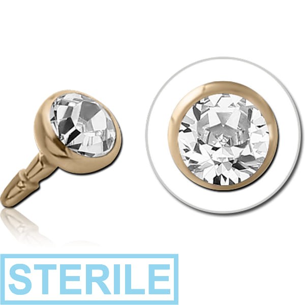 STERILE 18K GOLD 2.75MM PREMIUM CRYSTAL JEWELLED PUSH FIT ATTACHMENT FOR BIOFLEX INTERNAL LABRET