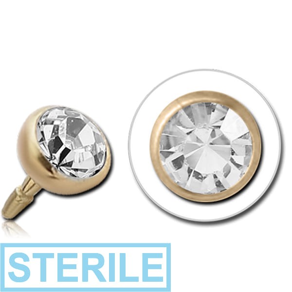 STERILE 18K GOLD 3MM PREMIUM CRYSTAL JEWELLED PUSH FIT ATTACHMENT FOR BIOFLEX INTERNAL LABRET