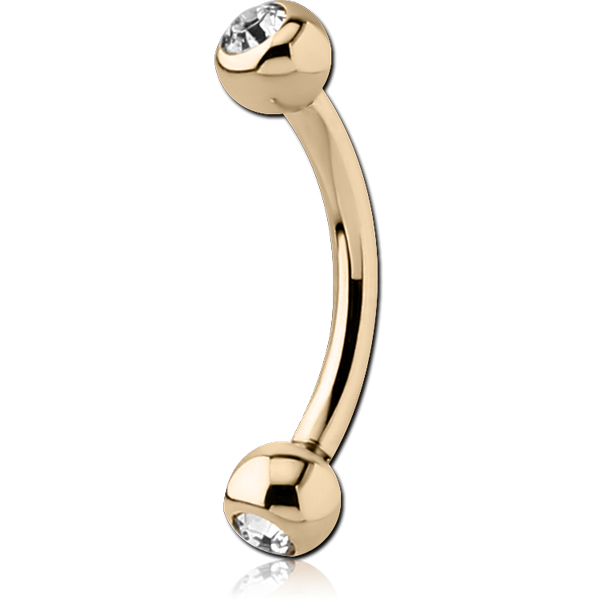 18K GOLD DOUBLE JEWELLED CURVED MICRO BARBELL