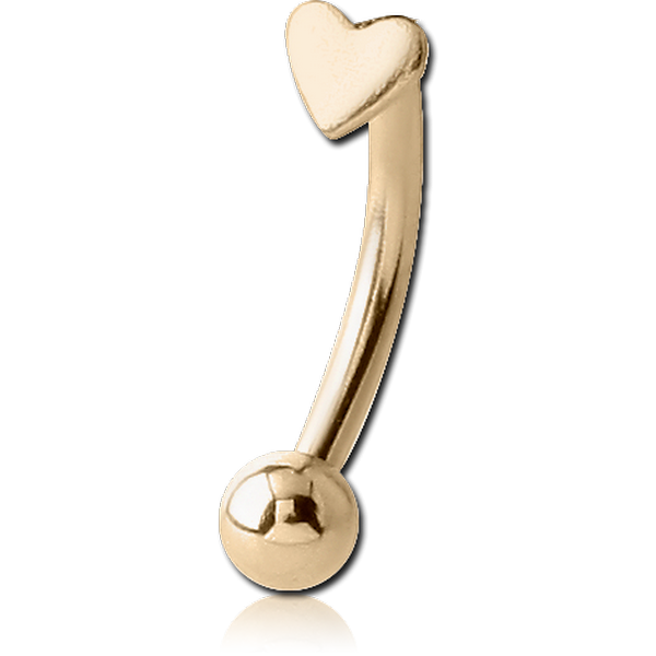 18K GOLD HEART CURVED MICRO BARBELL