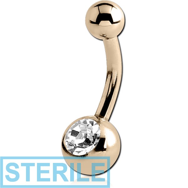 STERILE 18K GOLD PREMIUM CRYSTAL JEWELLED MINI NAVEL BANANA