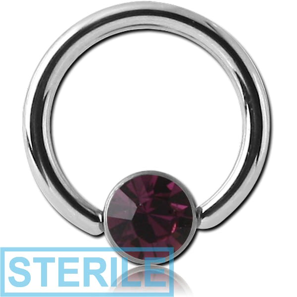 STERILE SURGICAL STEEL OPTIMA CRYSTAL JEWELLED DISC BALL CLOSURE RING
