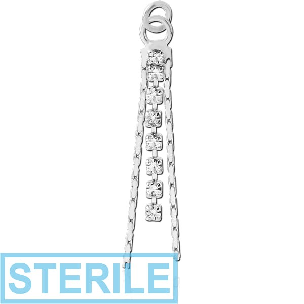 STERILE RHODIUM PLATED BRASS JEWELLED DANGLING CHARM