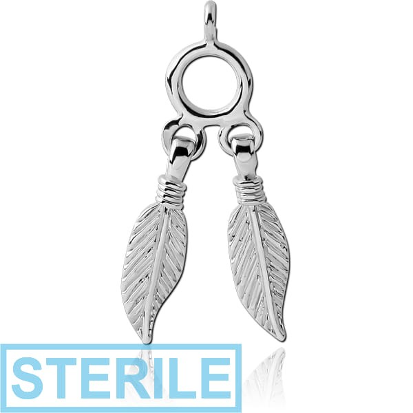 STERILE RHODIUM PLATED BRASS FEATHERS CHARM