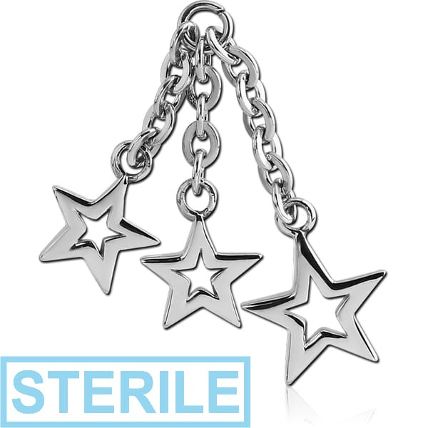 STERILE SURGICAL STEEL THREE STARS CHARM