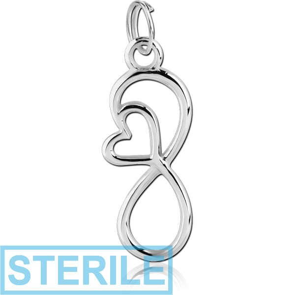 STERILE RHODIUM PLATED BRASS INFINITY CHARM
