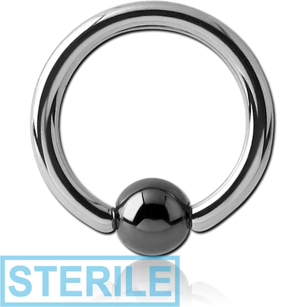 STERILE SURGICAL STEEL BALL CLOSURE RING WITH HEMATITE BALL