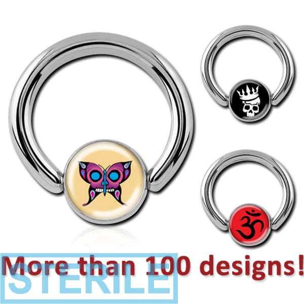 STERILE SURGICAL STEEL PICTURE BALL CLOSURE RING