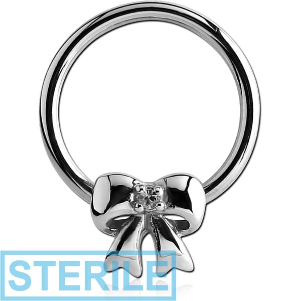 STERILE SURGICAL STEEL BALL CLOSURE RING WITH JEWELLED ATTACHMENT - BOW
