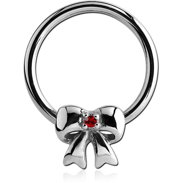 SURGICAL STEEL BALL CLOSURE RING WITH JEWELLED ATTACHMENT - BOW