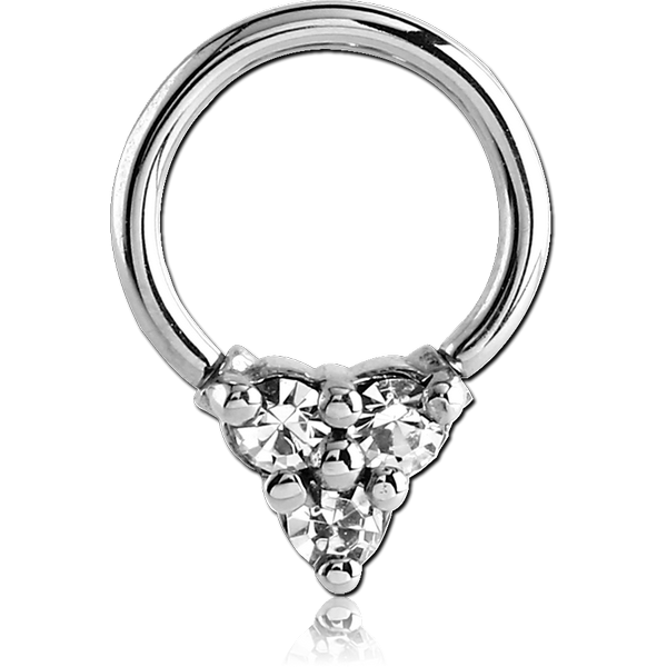 SURGICAL STEEL BALL CLOSURE RING WITH JEWELLED ATTACHMENT - PYRAMID