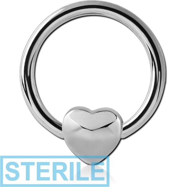 STERILE SURGICAL STEEL BALL CLOSURE RING WITH ATTACHMENT - HEART
