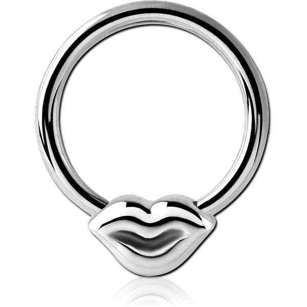 SURGICAL STEEL BALL CLOSURE RING WITH ATTACHMENT - LIPS