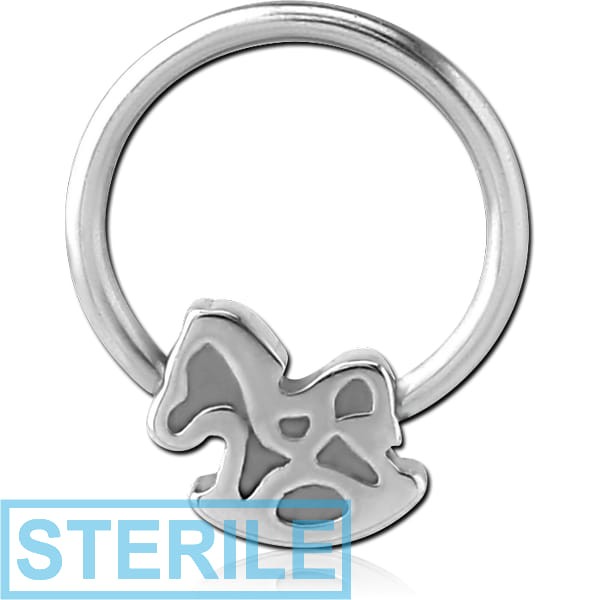 STERILE SURGICAL STEEL BALL CLOSURE RING WITH ATTACHMENT - ROCK CHAIR HORSE
