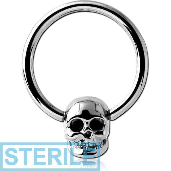 STERILE SURGICAL STEEL BALL CLOSURE RING WITH ATTACHMENT - SKULL