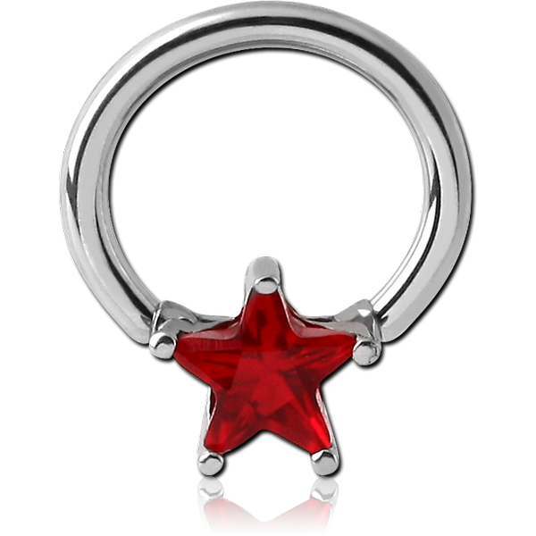 SURGICAL STEEL BALL CLOSURE RING WITHPRONG SET JEWELLED ATTACHMENT - STAR