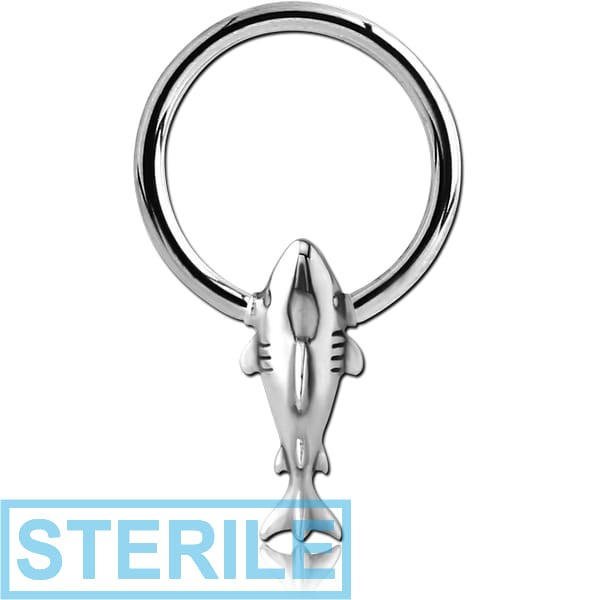 STERILE SURGICAL STEEL BALL CLOSURE RING WITH ATTACHMENT - SHARK