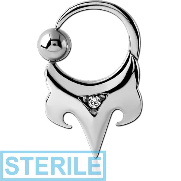 STERILE SURGICAL STEEL JEWELLED DESIGN SIDE BALL CLOSURE RING