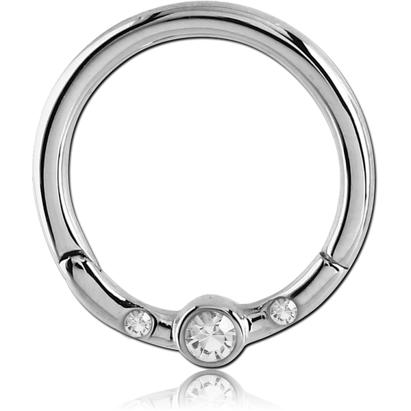 SURGICAL STEEL ROUND JEWELLED HINGED SEGMENT RING
