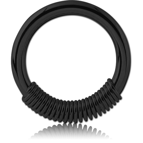BLACK PVD COATED SURGICAL STEEL SPRING CLOSURE RING