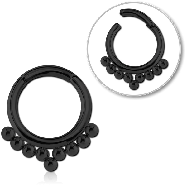 BLACK PVD COATED SURGICAL STEEL HINGED SEGMENT RING