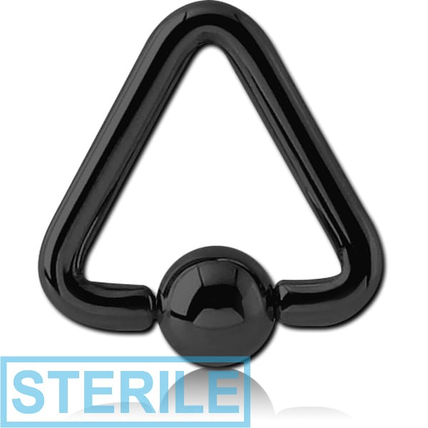STERILE BLACK PVD COATED SURGICAL STEEL TRIANGLE BALL CLOSURE RING