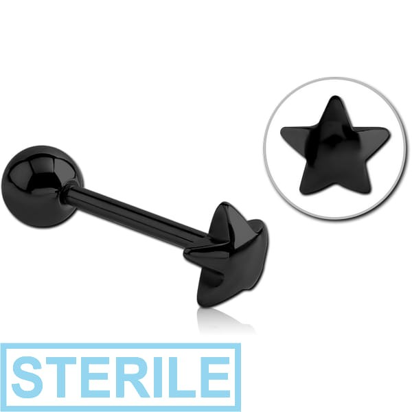 STERILE BLACK PVD COATED SURGICAL STEEL BARBELL - STAR