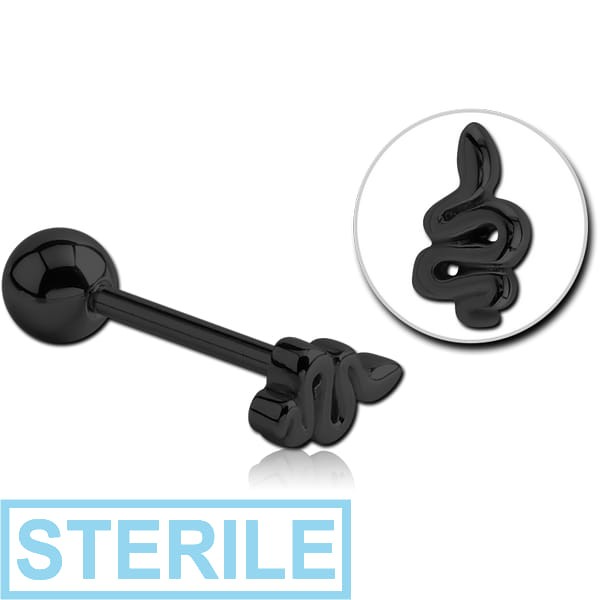 STERILE BLACK PVD COATED SURGICAL STEEL BARBELL - SNAKE