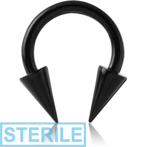 STERILE BLACK PVD COATED SURGICAL STEEL CIRCULAR BARBELL WITH LONG CONES