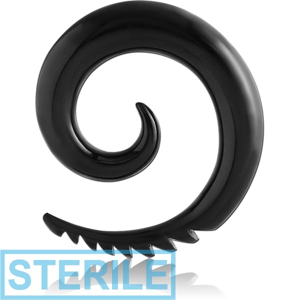 STERILE BLACK PVD COATED SURGICAL STEEL FEATHERED EAR SPIRAL