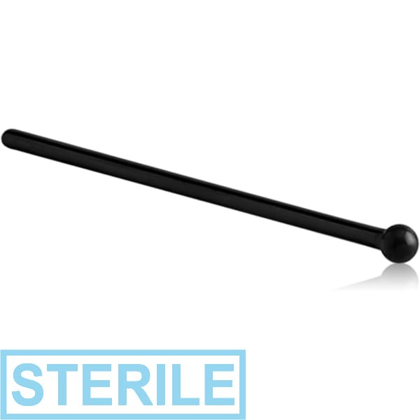 STERILE BLACK PVD COATED SURGICAL STEEL STRAIGHT BALL NOSE STUD 15MM