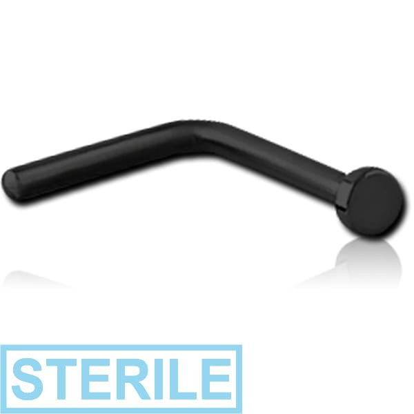 STERILE BLACK PVD COATED SURGICAL STEEL 90 DEGREE DISC NOSE STUD
