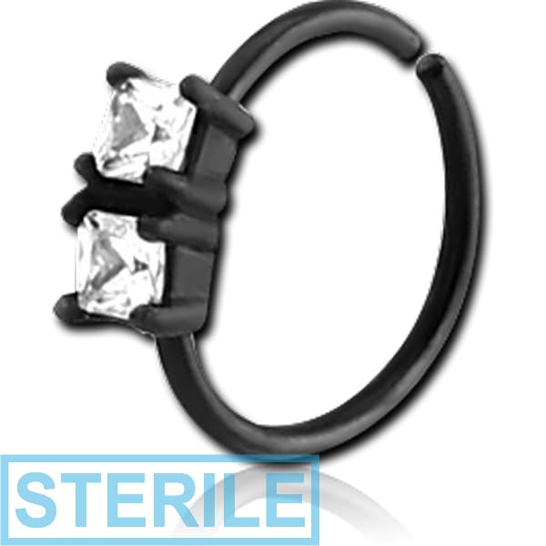 STERILE BLACK PVD COATED SURGICAL STEEL JEWELLED SEAMLESS RING