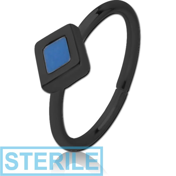 STERILE BLACK PVD COATED SURGICAL STEEL SEAMLESS RING WITH ENAMEL - RHOMBUS