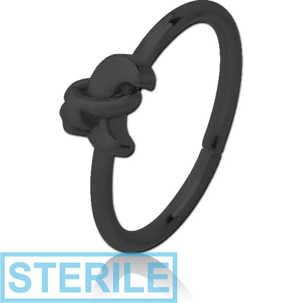 STERILE BLACK PVD COATED SURGICAL STEEL SEAMLESS RING - ANNULAR ECLIPSE AND STAR