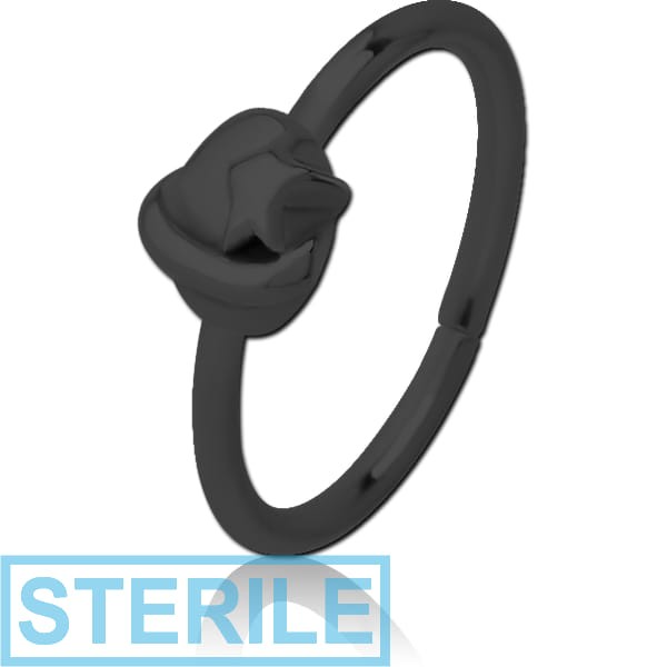 STERILE BLACK PVD COATED SURGICAL STEEL SEAMLESS RING - EYE STAR