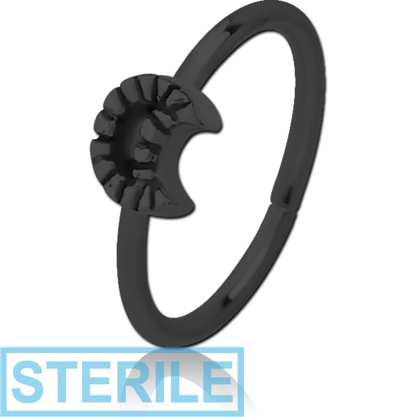 STERILE BLACK PVD COATED SURGICAL STEEL SEAMLESS RING - CRESCENT