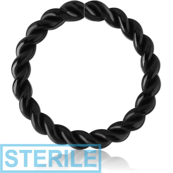 STERILE BLACK PVD COATED SURGICAL STEEL SEAMLESS RING - TWIST