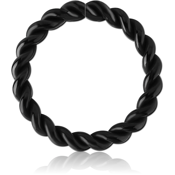 BLACK PVD COATED SURGICAL STEEL SEAMLESS RING - TWIST