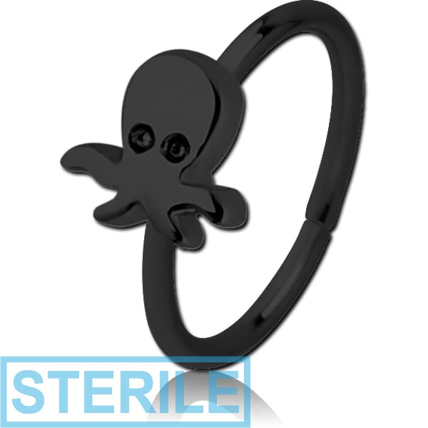 STERILE BLACK PVD COATED SURGICAL STEEL SEAMLESS RING - OCTOPUS