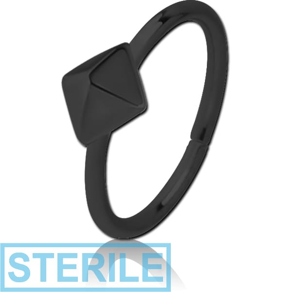 STERILE BLACK PVD COATED SURGICAL STEEL SEAMLESS RING - PYRAMID