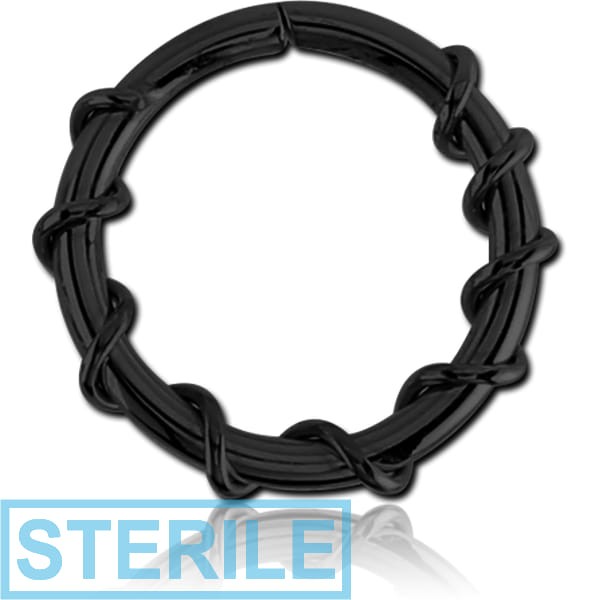 STERILE BLACK PVD COATED SURGICAL STEEL SEAMLESS RING - TWIST WIRE