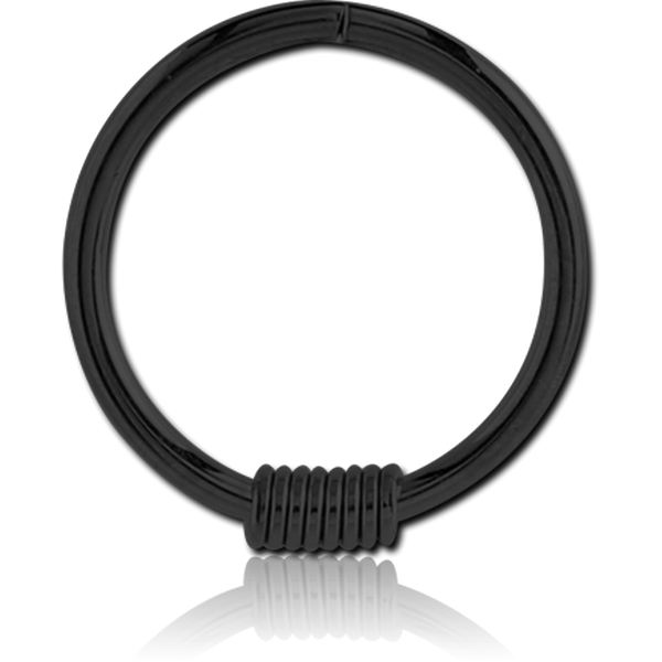 BLACK PVD COATED SURGICAL STEEL SEAMLESS RING - BARB WIRE