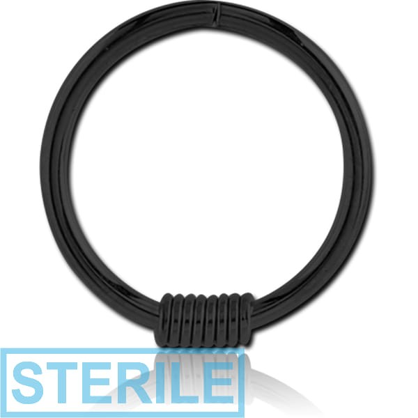 STERILE BLACK PVD COATED SURGICAL STEEL SEAMLESS RING - BARB WIRE